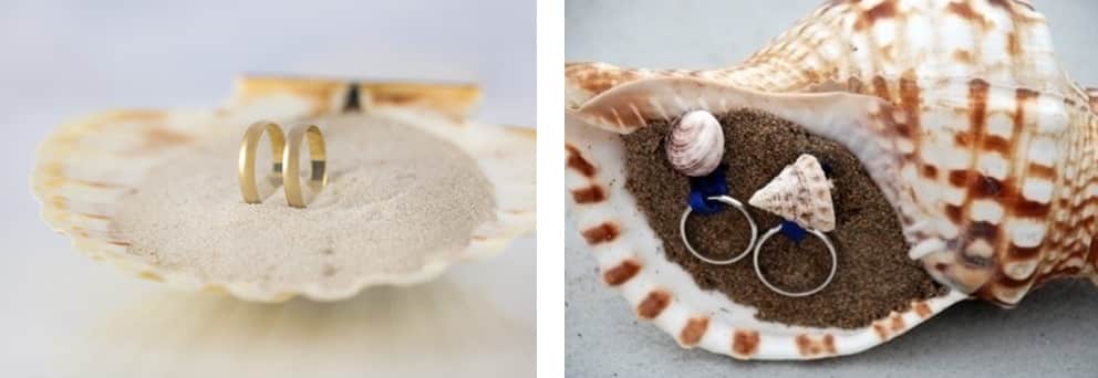 ideas para una boda en la playa porta alianzas marinos